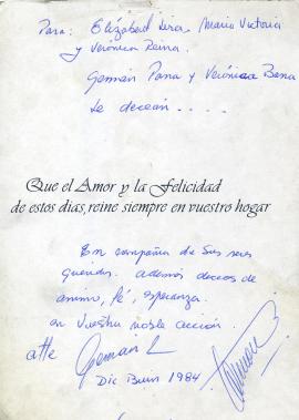 Tarjeta de Germán Parra y Verónica Barra