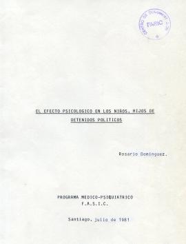 El efecto psicológico en los niños, hijos de detenidos políticos