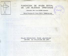 Taller Terapéutico FASIC - Valparaíso. Informe de Evaluación año 1987