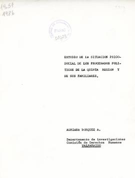 Estudio de la situación psicosocial de los procesados políticos de la Quinta Región y de sus fami...