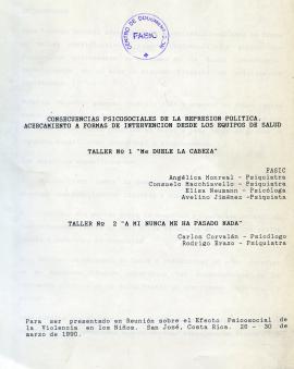 Consecuencias Psicosociales de la represión política