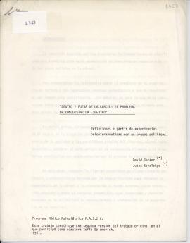 "Dentro y fuera de la cárcel: el problema de conquistar la libertad"